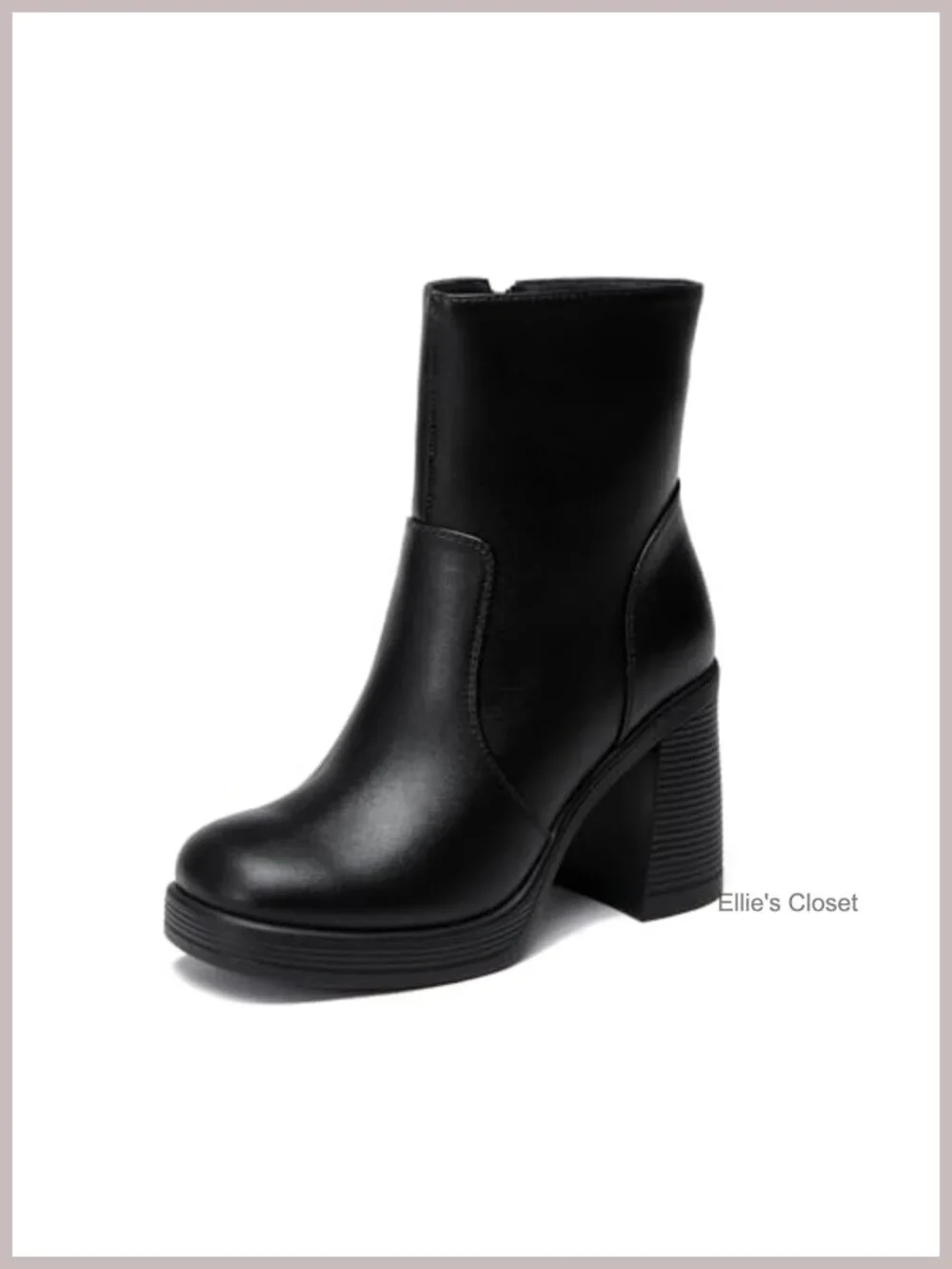 Womens Platform Gogo Ankle Boots Square Toe Chunky Block Heel Side Zip